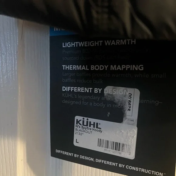 KUHL’s  Women's black SPYFIRE -Black hoody  Puffer Jacket- NEW - Picture 9 of 12